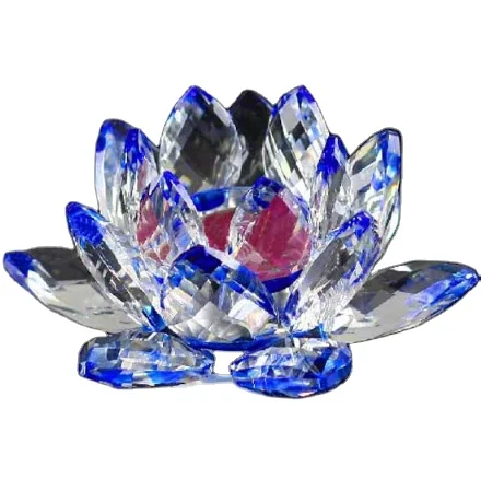 Chirstmas Sale Quartz Crystal Glass Lotus Flower Ornaments Feng shui  Crystals flowers Gifts Crafts For Home wedding decoration