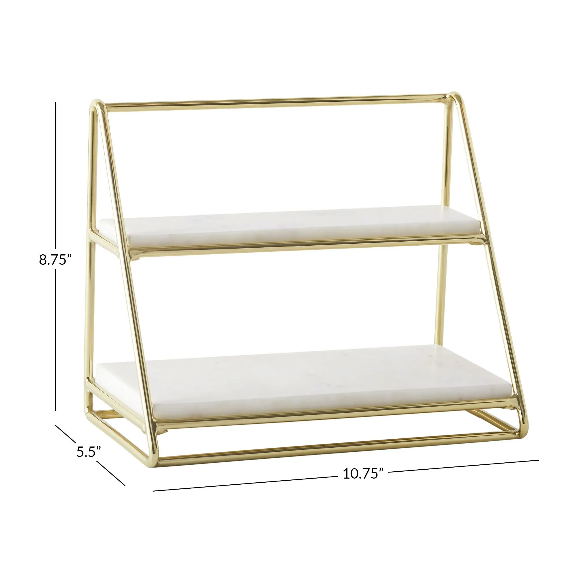 Hot Sale 2 Tier Standing Perfume Makeup Storage Rack Bathroom Organizer Countertop Marble and Gold Beauty Makeup Organizer