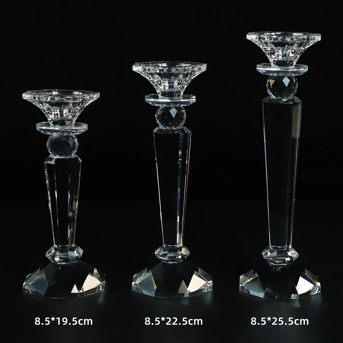 High Quality Pure Transparently Crystal Candlestick Holder Lighted Up Luxury Centerpieces Wedding Decoration Home Indoor factory