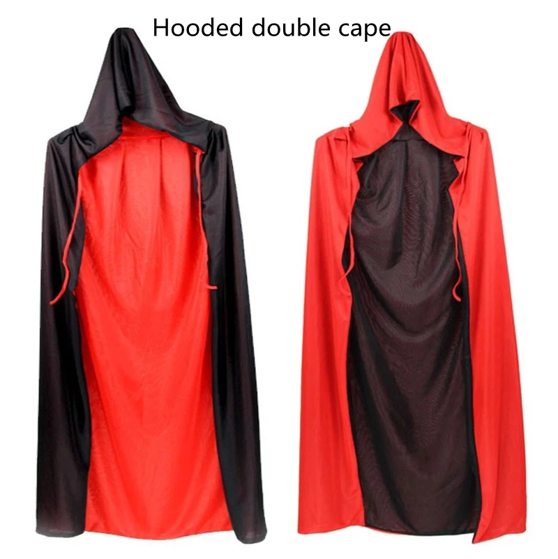 120cm Adult LONG HOODED HALLOWEEN CAPE Cloak Coat Fancy Dress Costume Outfit Lot 
