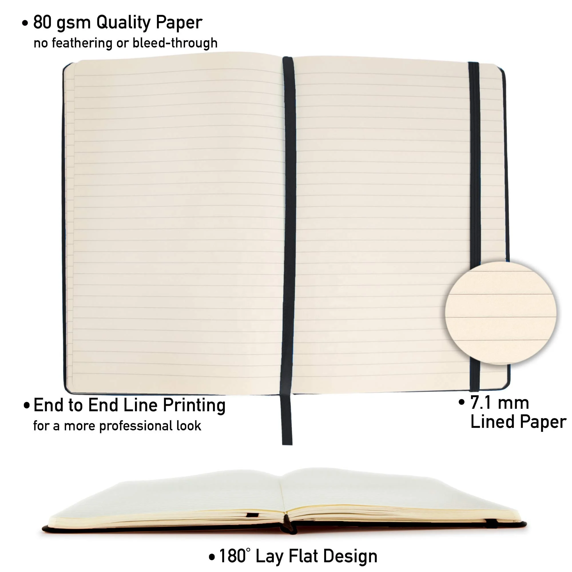 FSC Certified Low MOQ Black Notebooks with Custom Gold logo on Front Oem Planner and Journal Hard Cover A5 PU Leather Notebook