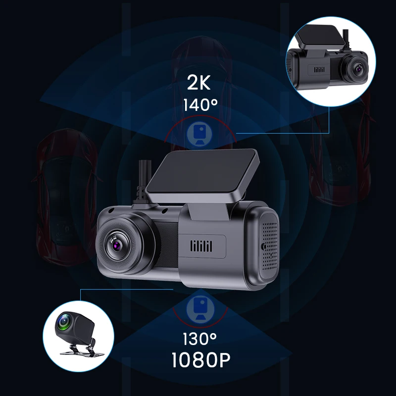 G2 2K Dual Lens Dash Camera with GPS tracking, WiFi