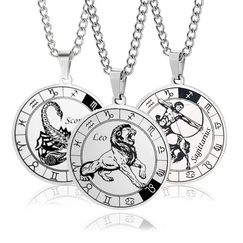 stainless steel zodiac pendants