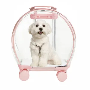 Hot Sale Transparent Capsule Pet Travel Trolley for Puppies Dogs Cat Carriers Bag With Trolley Wheel