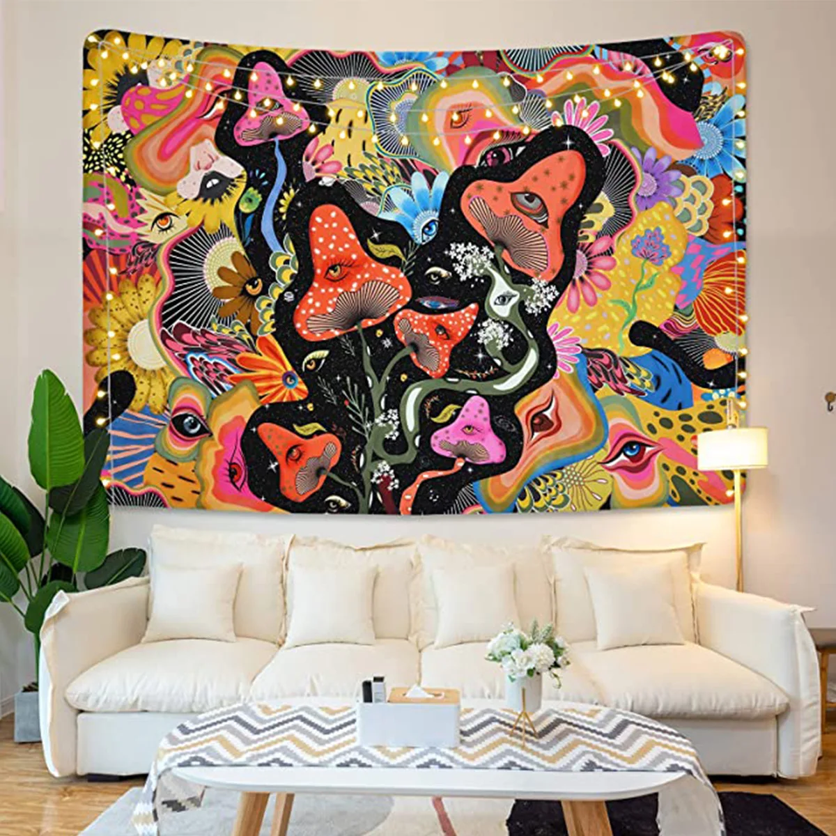 Colorful Mushroom Tapestry Life Tree Wall Hanging Tapestry for Bedroom Aesthetic Tapestries Room Decor Gift