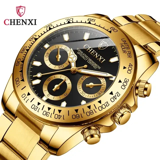 CHENXI 086 Men's Gold Watch - Luxury Quartz Wristwatch