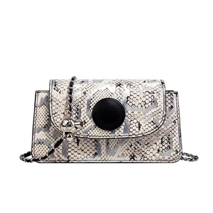 Luxury Designer Women's PU Leather Snake Skin Tote Bag Customized Satchel Purse Chain Strap Fashionable Messenger Autumn Winter