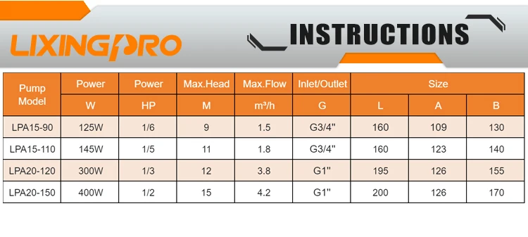 LPA15-110Copper Bomba blindada para torneira de cozinha Bomba quente e fria para aquecedor