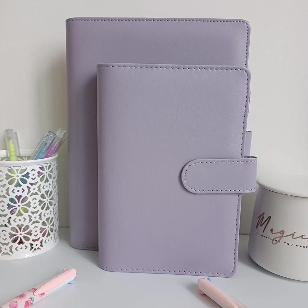 Purple PU Leather A7 Budget Binder 6-Ring Refillable Cash Envelope System With Card Pockets & Snap Closure A5 6 Ring Binder Purple PU Leather A7 Budget Binder 6-Ring Refillable Cash Envelope System With Card Pockets & Snap Closure A5 6 Ring Binder