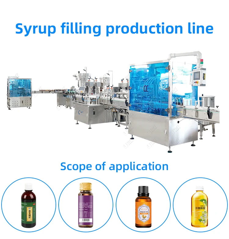 Automatic Production Line Liquid Oil Cough Syrup Bottle Filling and Capping Machine Production Line