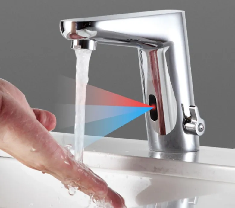 F018  Automatic Tap Sensor Electric Water Mixer  Bathroom  DC Sensor Faucet