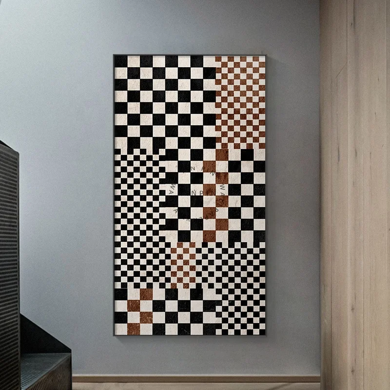 Factory Sales Block Chessboard Diamond Crystal Porcelain Art Painting for Wall