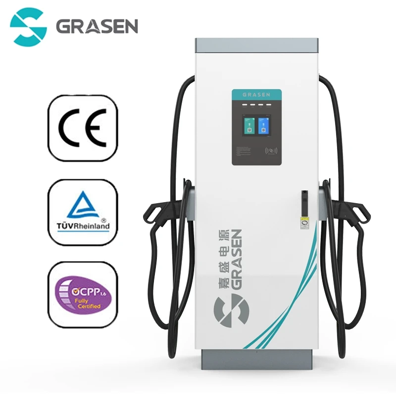 CE Module 60kW to 200kW OCPP1.6 DC Commercial Floormount Rapid Charging Point CCS2 Dual Gun IP65 APP Fast EV Charging Stations