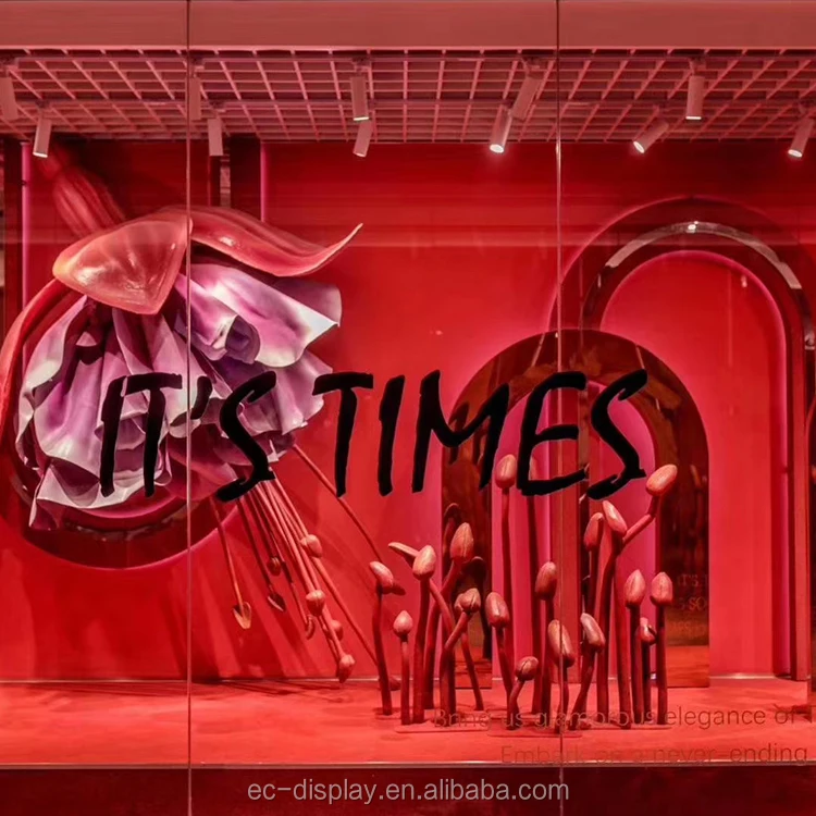 Custom Brand Clothing Store Window Display Props Shop Window Pvc Flower