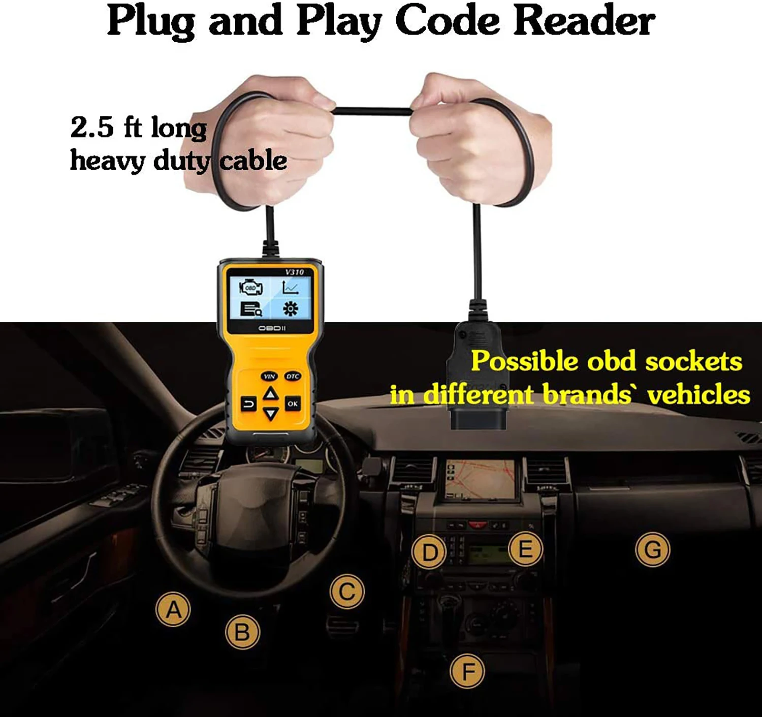 V310 16-Pin OBD2 Auto Scanner Better than ELM327 V1.5 Obdii/Eobd V310 V1.1 Code Reader Scan Tool Effective Auto Diagnostic Tool