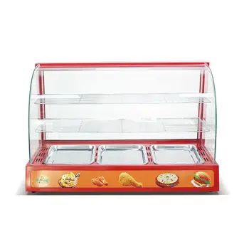 Red glass food warmer display showcase hotel equipment food warmer display counter glass electric glass food warmer display