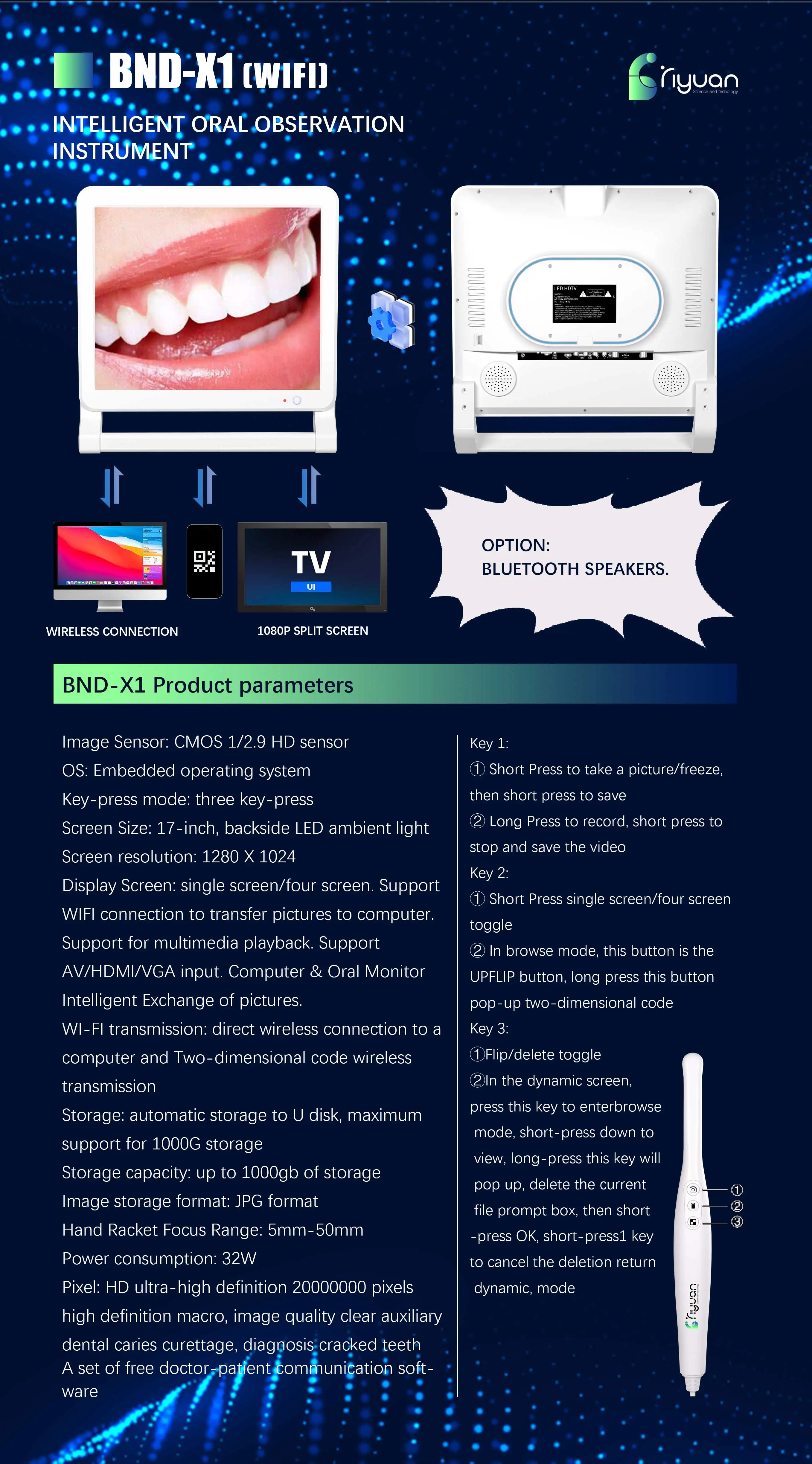 TV/AV Intraoral scanner camera dental camera hd china micro dental oral camera supplier