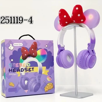LED Light Minnie Ears Stereo Headset SP-251119-4 Wireless Bluetooth Headphones for Kids Cartoon Music Headphones