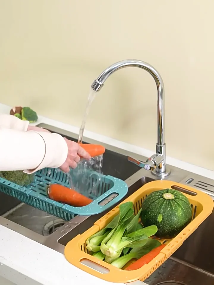D L D Premium Quality Above Sink Stainless Steel Oval Colander with Fine Mesh 6 Quart Strainer Basket and Expandable Rubber Handles - Strainer, Drain, Rinse Fruits, Vegetables (Upgrade
