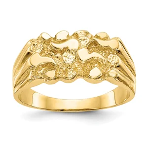 Wholesale Brass Men Chunky Nugget Ring Boy Trendy Gold Plated Jewellery Gold Nugget Ring