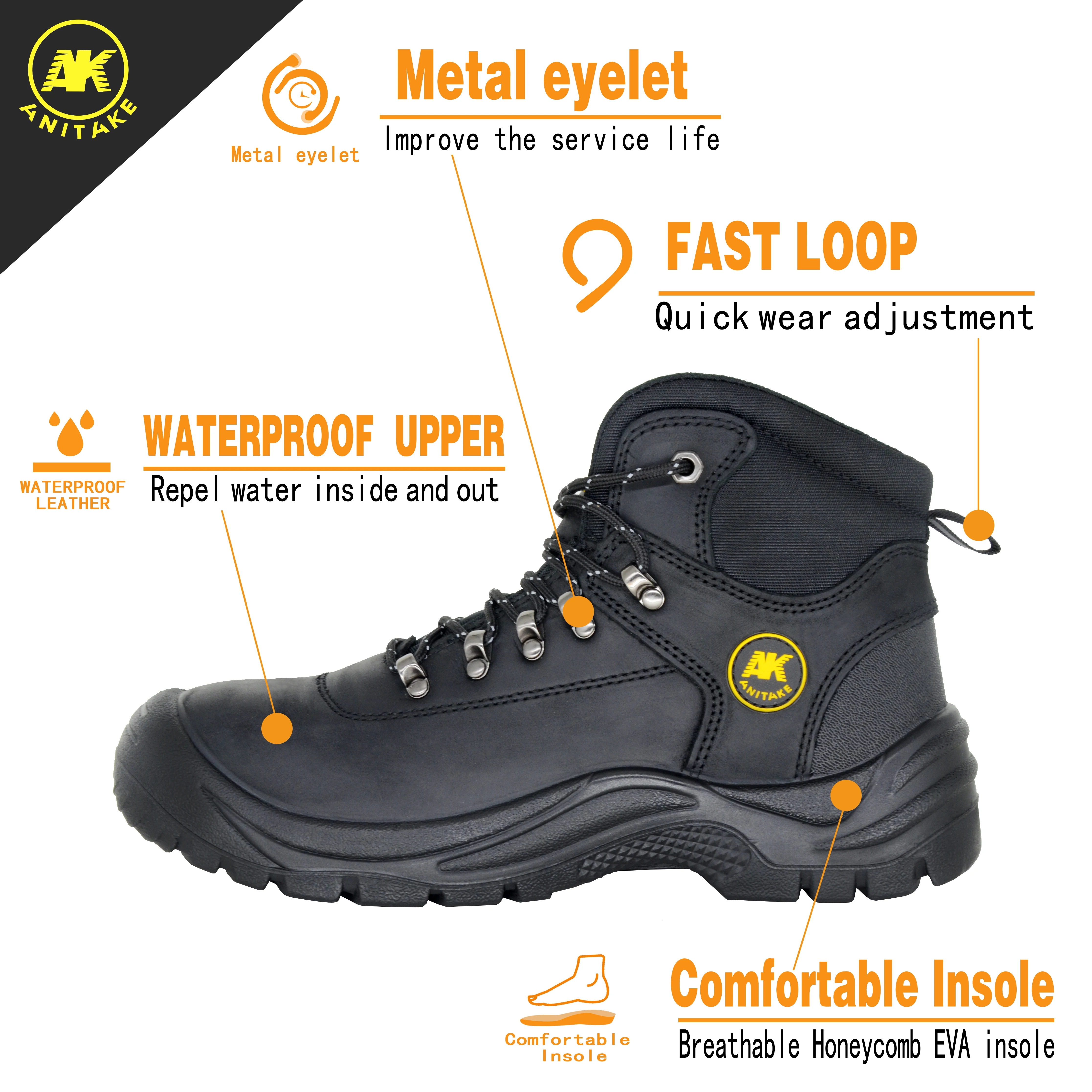 ANITAKE AK-963 Steel Toe Work Boots - Safety & Comfort