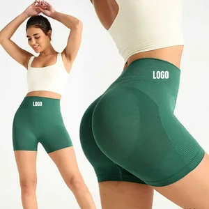 Wholesale Custom Women's Seamless High Waist Yoga Shorts Butt Lifting Quick Dry Outdoor Running Training Sports Fitness Shorts