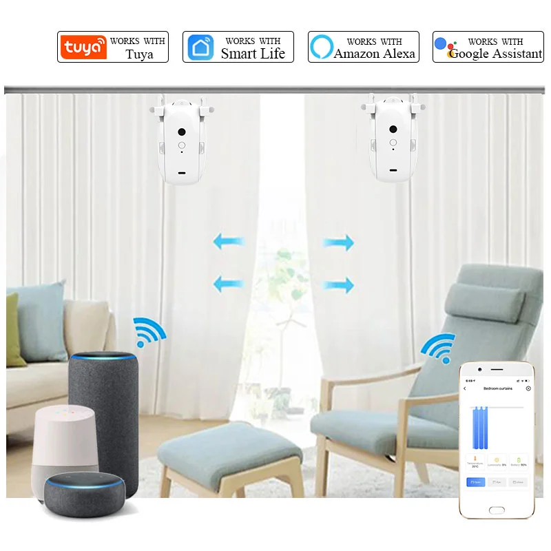 Curtain Opener Timer Setup for Alexa Google Home Motor Curtain Wifi Zigbee Curtain Tuya Smart