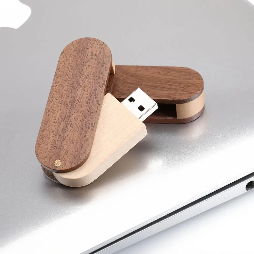 Swivel Wooden Box USB Flash Drive Twist Pen Drive With Custom Logo 4GB 8GB 16G 32GB 64GB Memory Stick U Dick Free Laser Personal