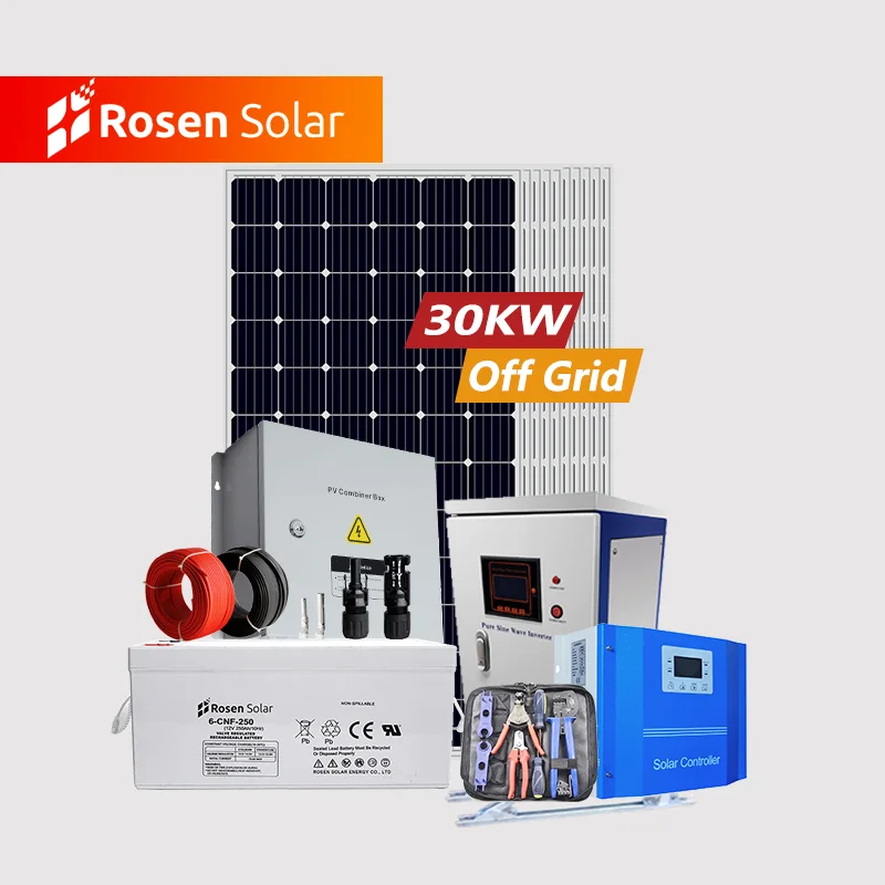 Rosen Off Grid Solar System For House Electricity 10kw 30kw Solar Panel Inverter Kit Best Home System With Growatt inverter