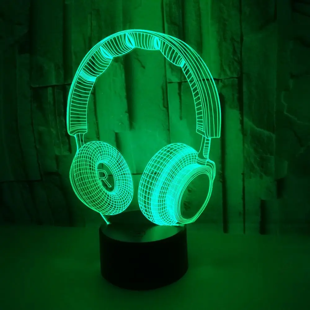 The new earphone modelling 3D Lamp Colorful Remote Control Touch 3D nightlight, atmosphere desk lamp