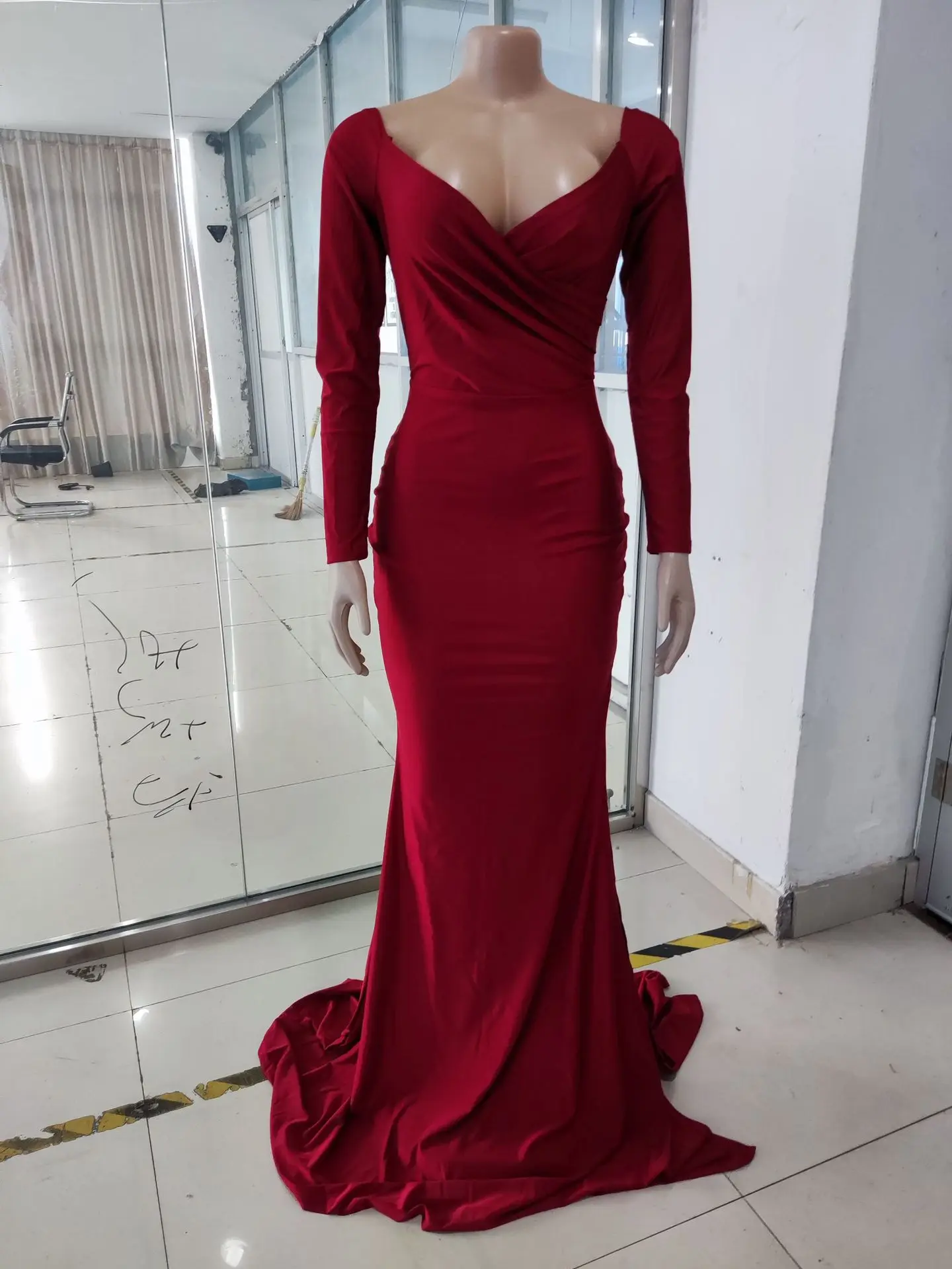 Off the Shoulders Long Sleeve Ladies Cocktail Evening Party Club Dresses  High Split Brides Maid Party Dresses Women Long Wedding