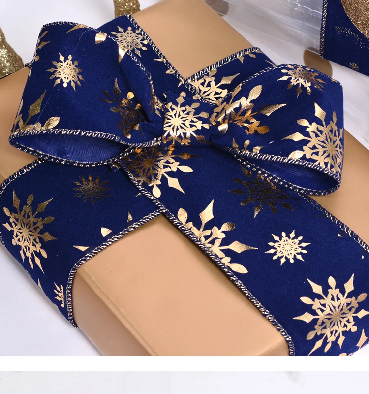 Ribest Custom Printed Christmas Wired Edge Ribbon Big Christmas Wreath