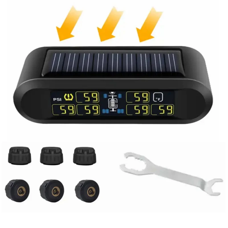 6 Wheel Solar TPMS T650 WF  Tire Pressure Monitoring System With 6 External Sensors