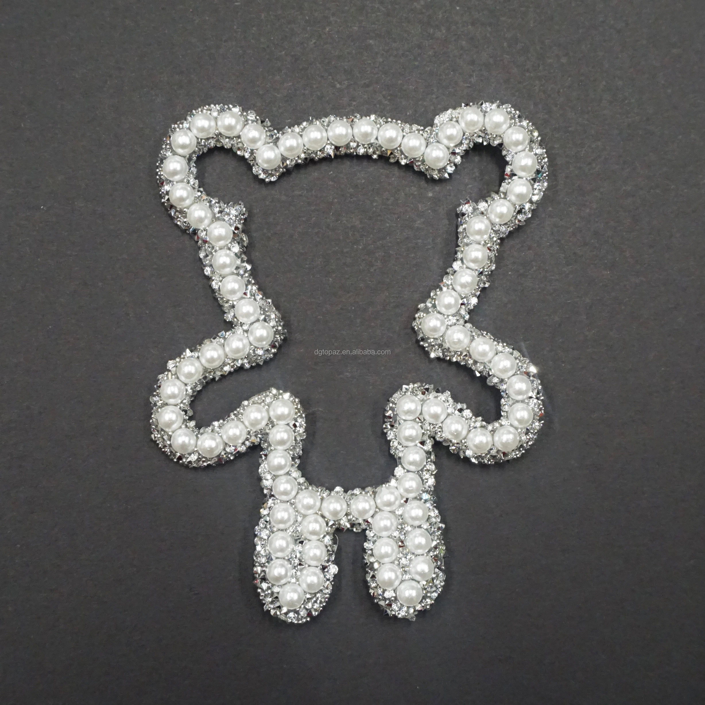 Designer ready design wholesale rhinestone t-shirt logo bowtie luxury heat press rhinestone patches