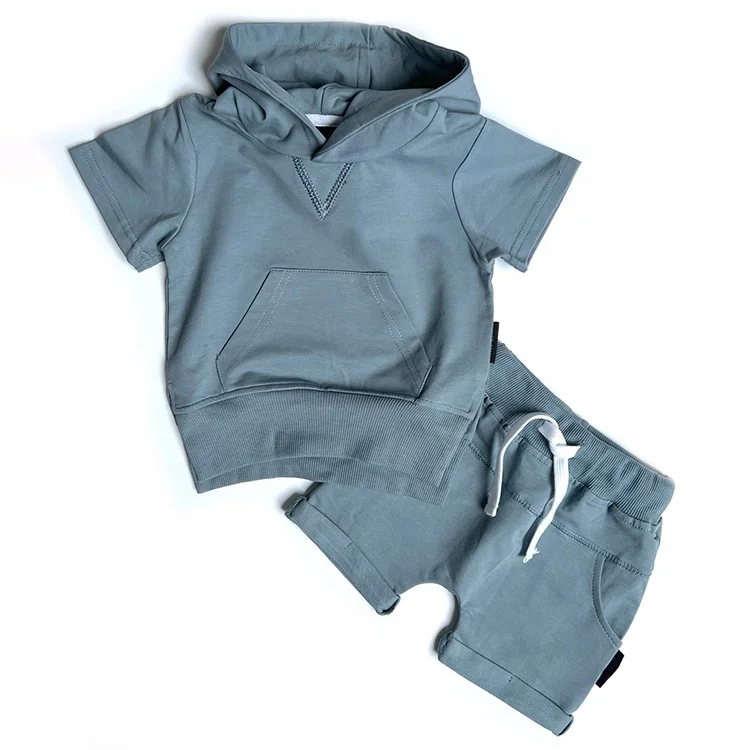 Однотонная толстовка с коротким рукавом и логотипом на заказ комплект для маленьких мальчиков девочек детская