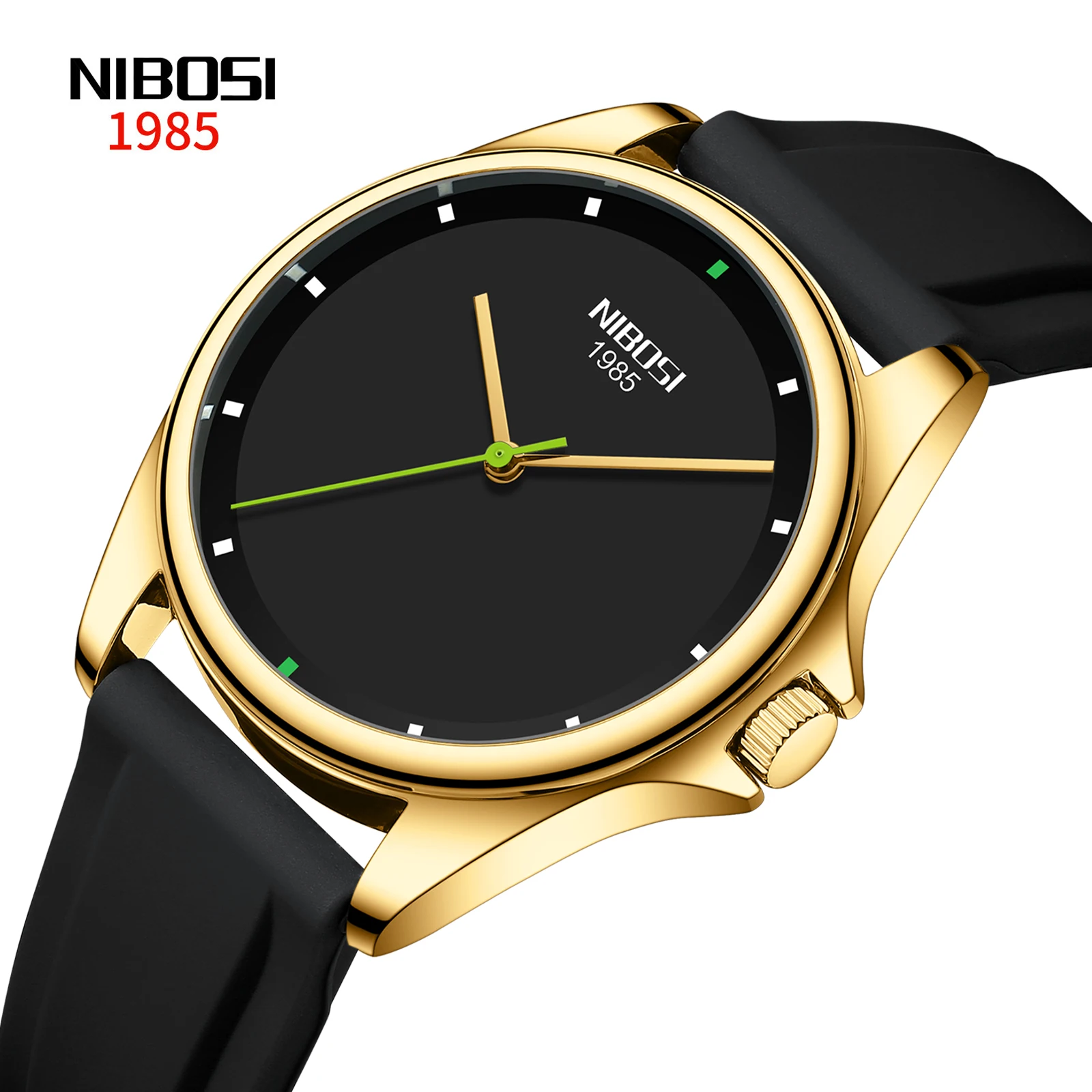 NIBOSI 2570 Customize Logo Simple Design Classical Sports Quartz Watches Silicone Band Men Wristwatches