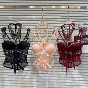 AELESEEN Factory Wholesale Celebrity Lace Vest Sleeveless New High Street Beading Diamonds 3D Flower Fashionable Short Top