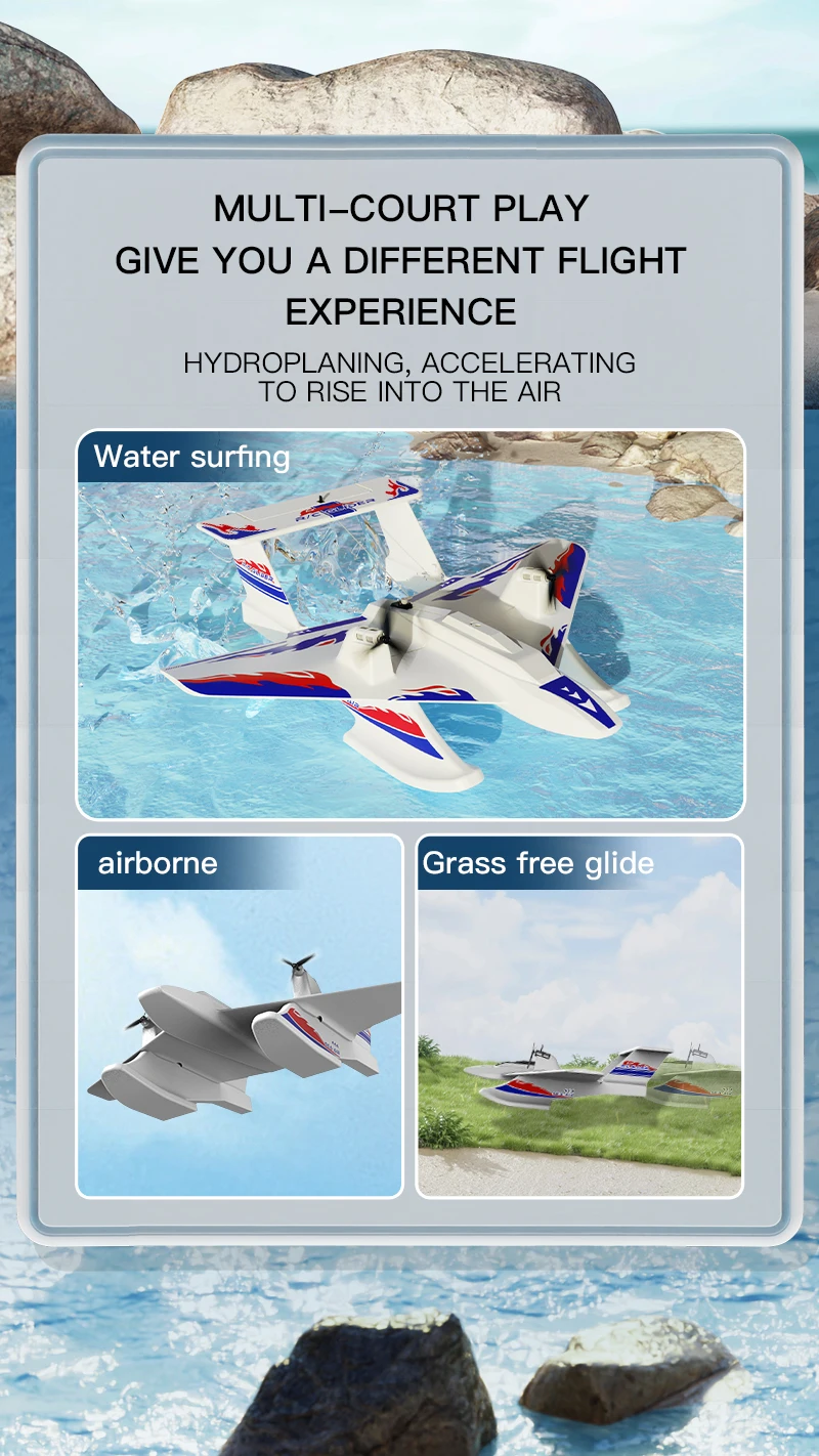 HOSHI KFPLAN KF701 2.4G Remote Control RC Airplane Amphibious Radio Control Glider Fixed Wing EPP Material Outdoor Toys for Kids