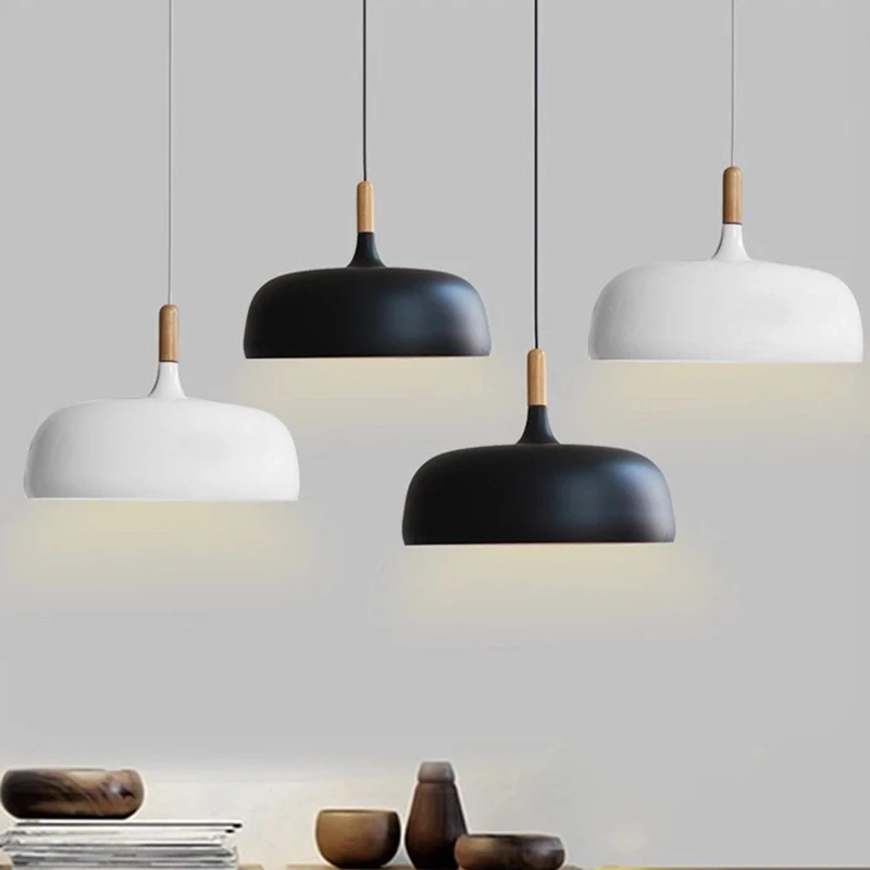 Nordic Pendant Lamp Modern Ceiling Oak Wood Pendant Light Kitchen Dining Table Bedroom Decorative Hanging Lighting Fixture