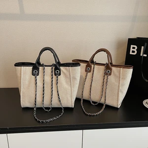 Custom High Quality Vintage Tote Hand Bag Larger Capacity Canvas Tote Bag Designer Women Leisure Outdoor Shoulder Bag Handbag