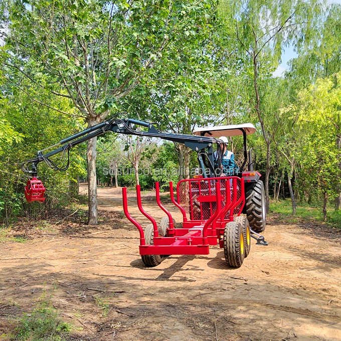 Forestry Machinery Tractor Pto Hydraulic Logging Trailer with Grapple Hot on Sale