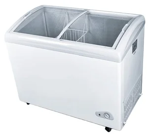 360L Double Sliding Glass Doors Chest Freezer Household Energy-Saving