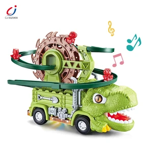 Chengji Dinosaur Climbing Hills Car Track Cartoon Green Design Light Music Dinosaur Transporter Sliding Race Track Set
