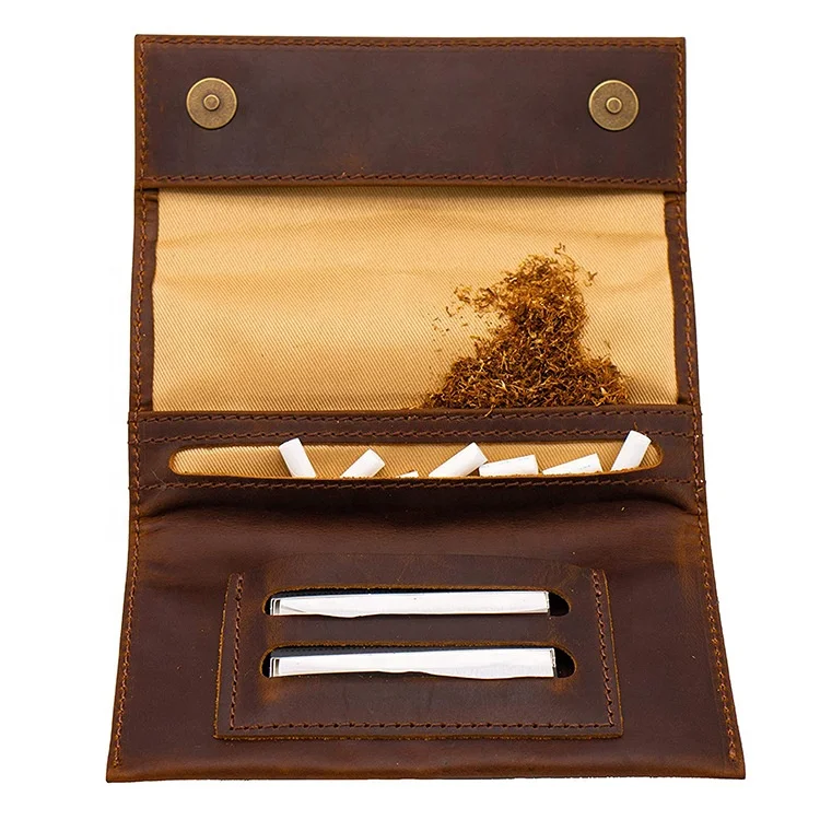 b&h tobacco pouch Boshiho Wholesale Rolling Tobacco Pouch Smoking Case Vintage Genuine  Leather Tobacco Bags Customized Leather Pouch