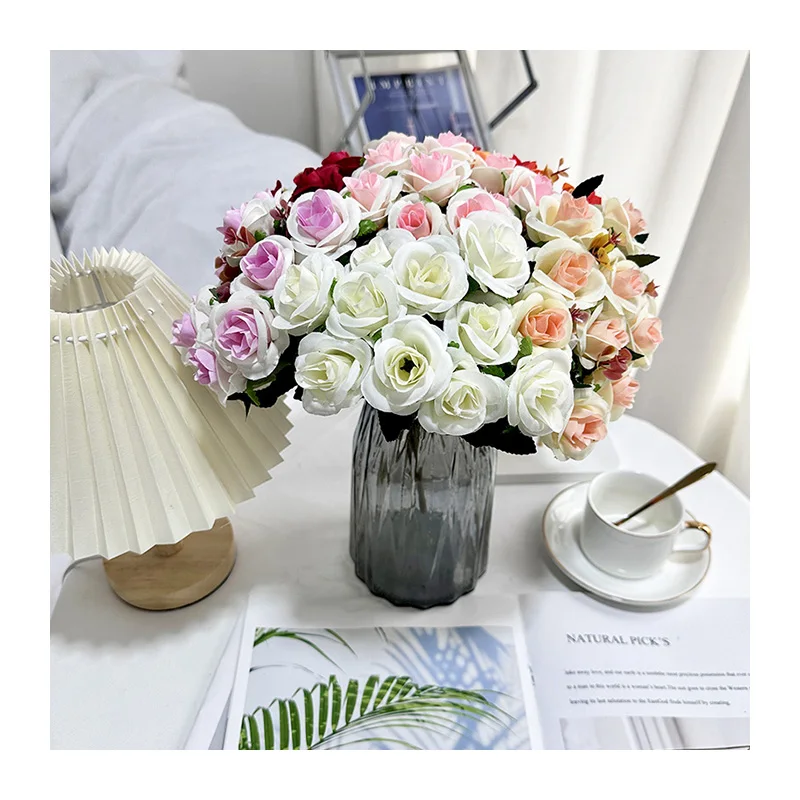 MeiLi 10 Heads Eucalyptus Rose Artificial Rose Bouquet QYY-724 New Products Versatile Cost-effective Home Party Decoration