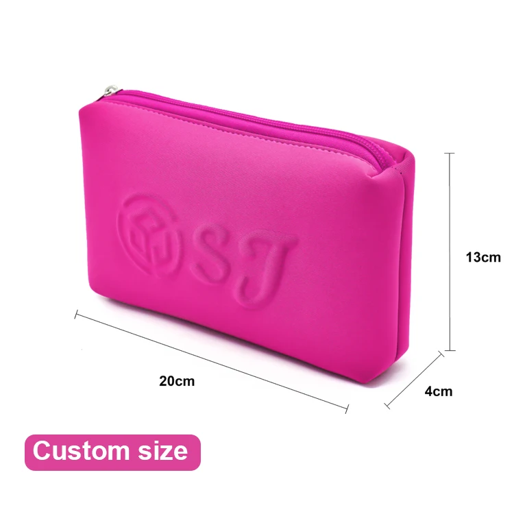 Custom logo Waterproof Purple Cosmetic Organizer Bags Small Travel Makeup Storage Bag Neoprene Zipper Pouch factory