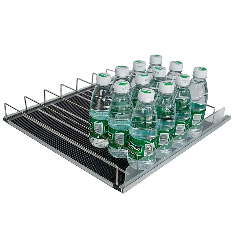 Light Duty Single-Sided Refrigerator Flex Gravity Feed Roller Freezer Shelf Pusher System for Supermarket