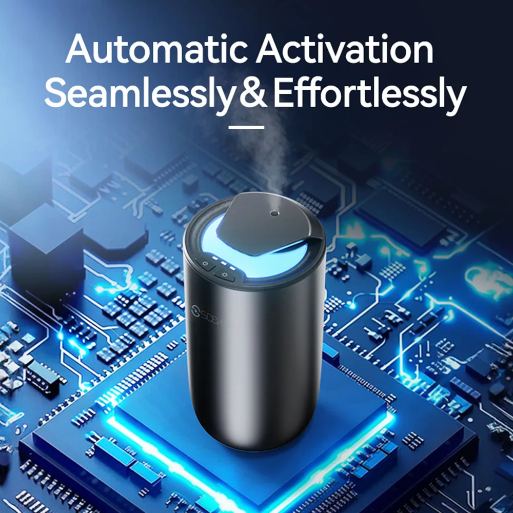 SCENTA Custom Luxury Metal Smart Stand Car Scent Marketing Diffuser Machine,Small Waterless Car Perfume Oil Nebulizer Diffuser