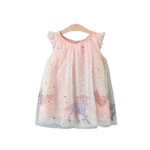 OEM Customized Soft Fabric Casual Summer Knee Length Dress Printed Logo Girls O-Neck Sleeveless Dress