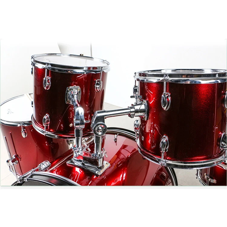 Wholesale Professional Red Drum Set with Made in China Musical Instruments Black 5pcs Acoustic Drum Kit